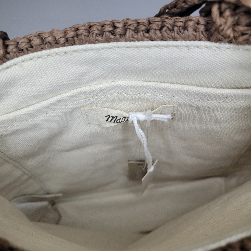 Madewell Small Transport Crossbody Bag Straw Edition Dried Maple Resortwear Boho - Picture 3 of 9